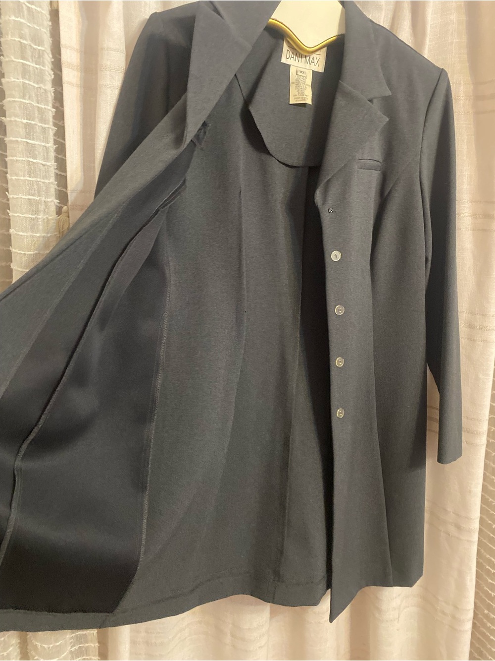 Vintage 90s Dani Max Longline Blazer Jacket Women's Size 10 Gray Made in USA